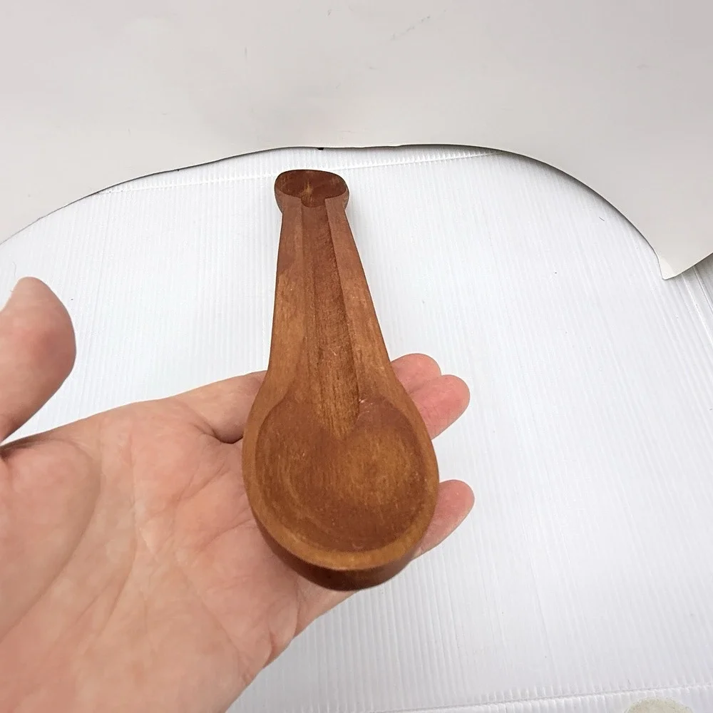 Vintage French Cherry Wood Tasting Spoon Hand Carved Soup Sauce Stirrer 14 Inch